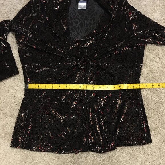 Y2K Vintage Libra Velvet Burn Out Sparkle Top Made in Canada - Picture 13 of 16